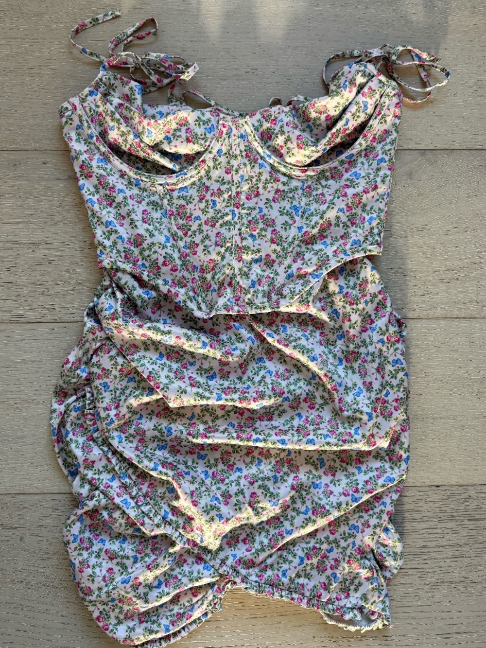 For Love & Lemons Baby Butterflies Floral Corset Mini Dress NWT Y2K Coquette